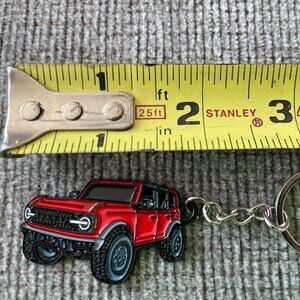NEW - Metal Keychain For Ford Bronco - Red